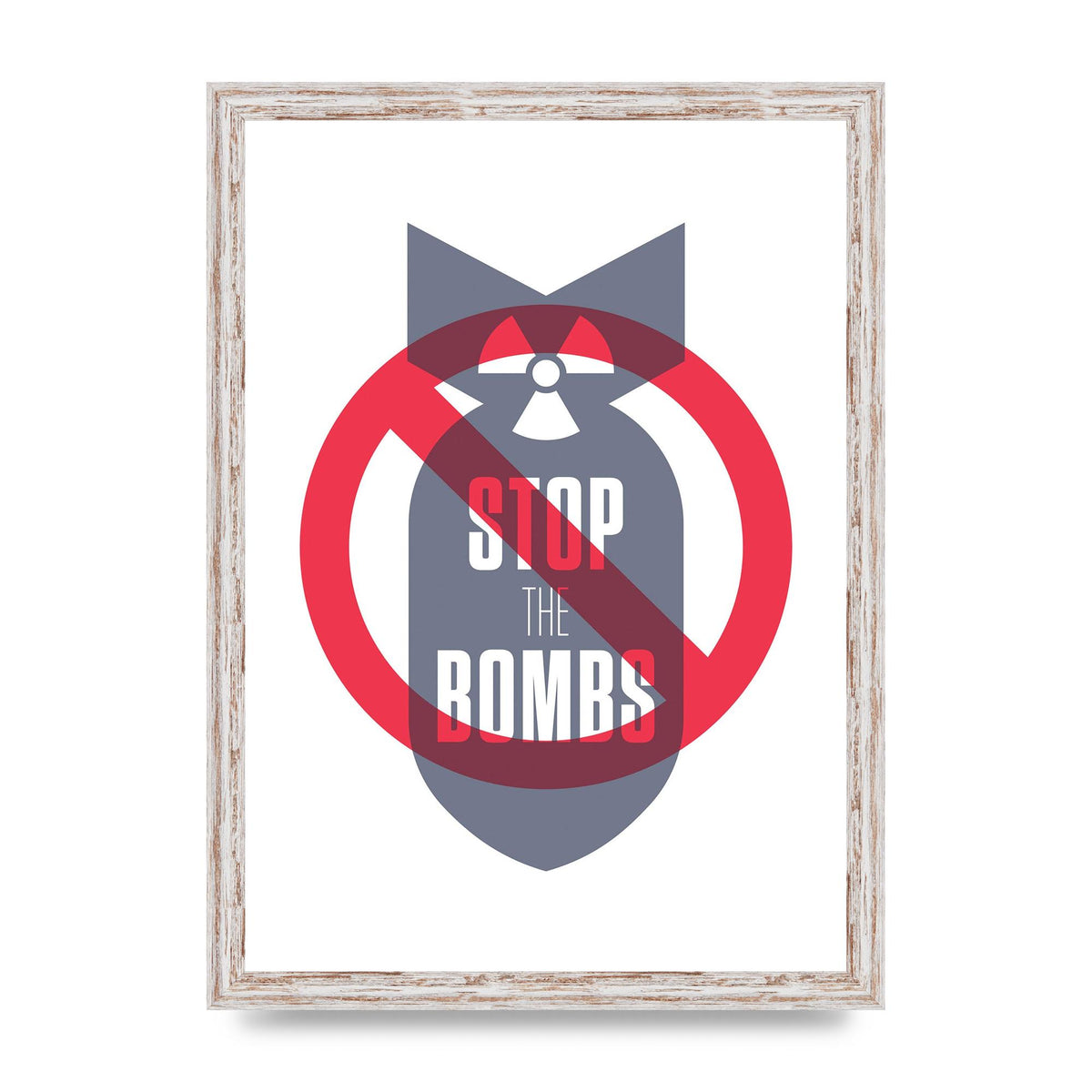 Stop The Bombs" Wall Art - A3 framed