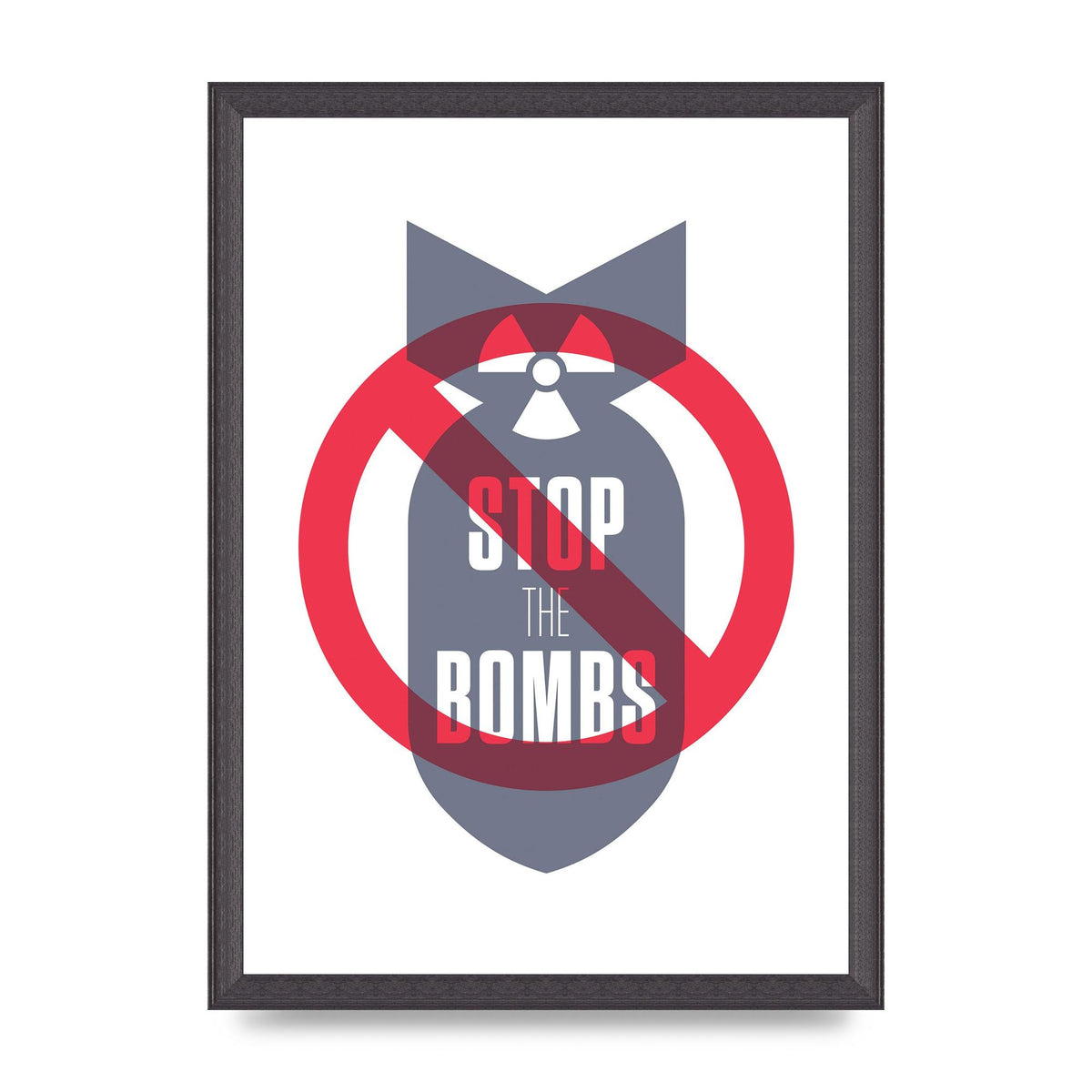Stop The Bombs" Wall Art - A3 framed