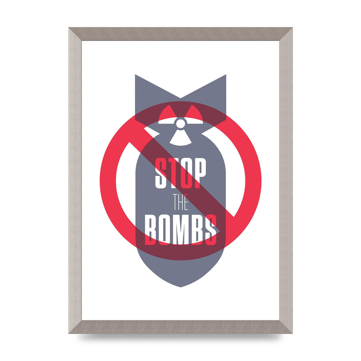 Stop The Bombs" Wall Art - A3 framed