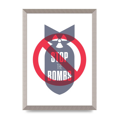 Stop The Bombs" Wall Art - A3 framed