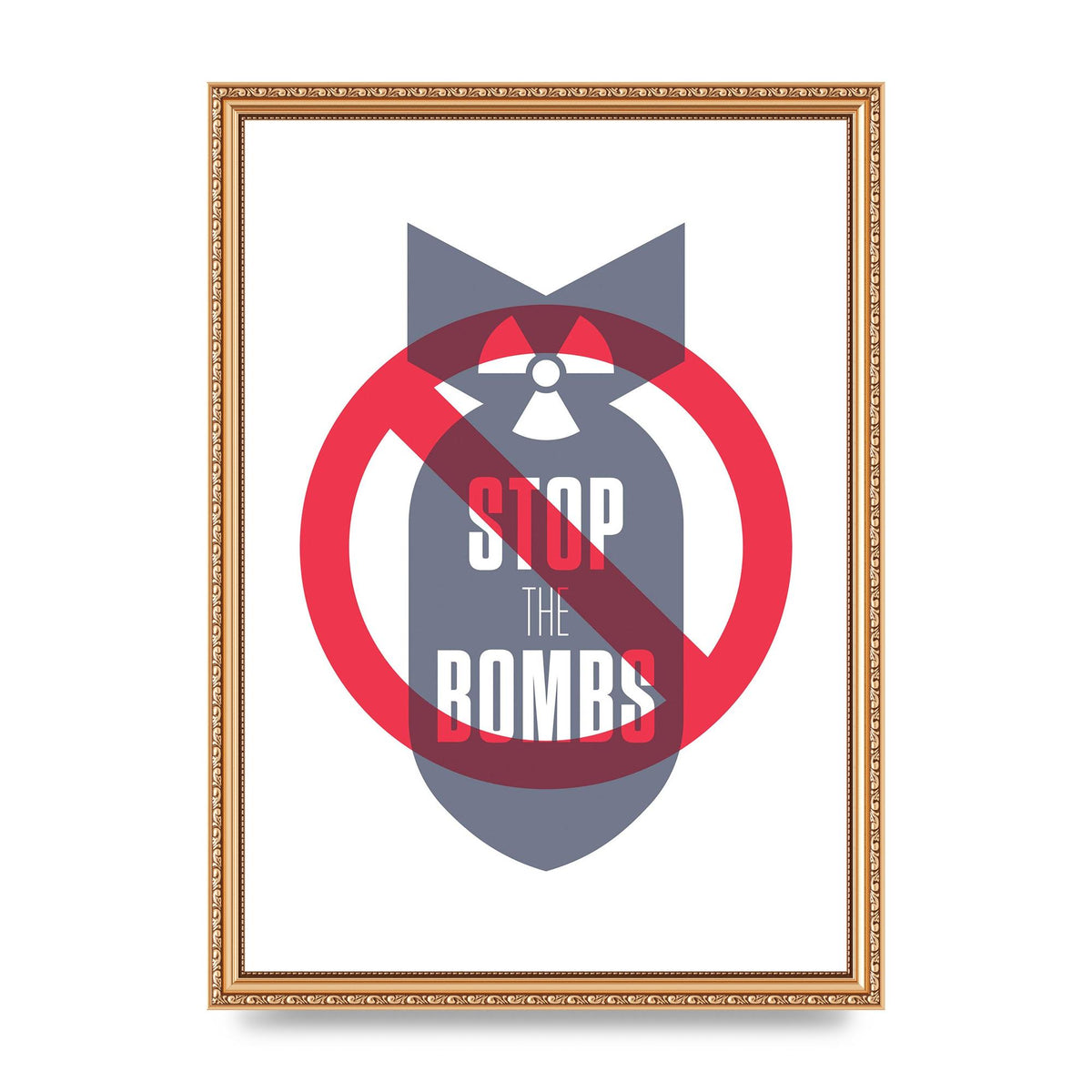 Stop The Bombs" Wall Art - A3 framed