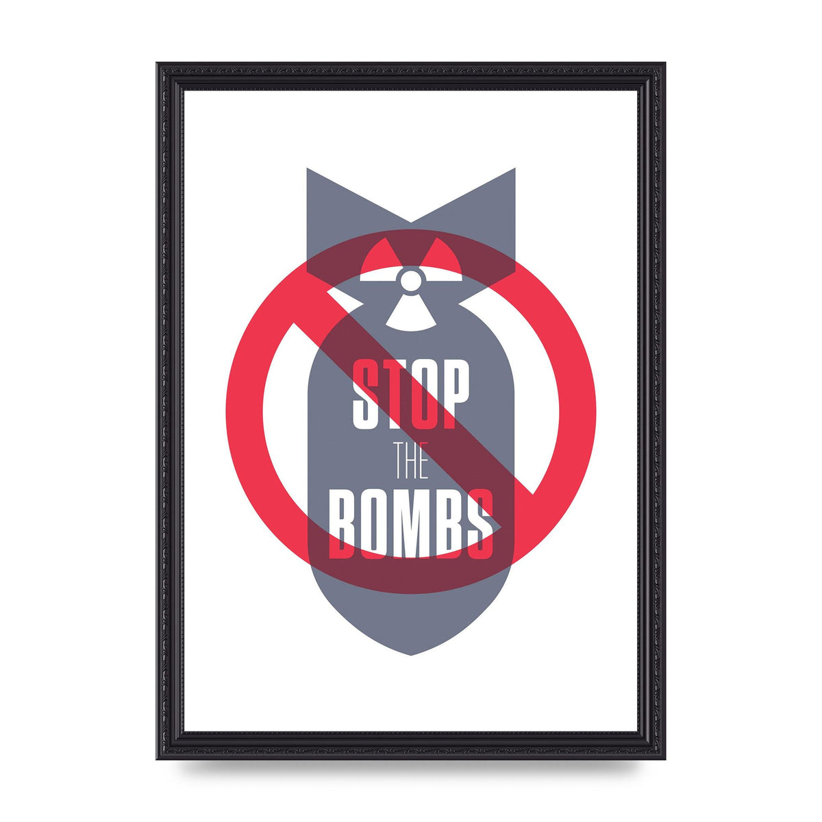 Stop The Bombs" Wall Art - A3 framed