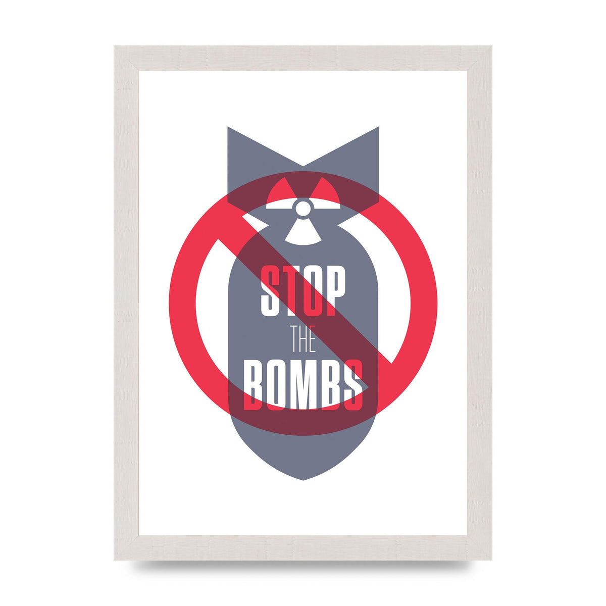 Stop The Bombs" Wall Art - A4 framed