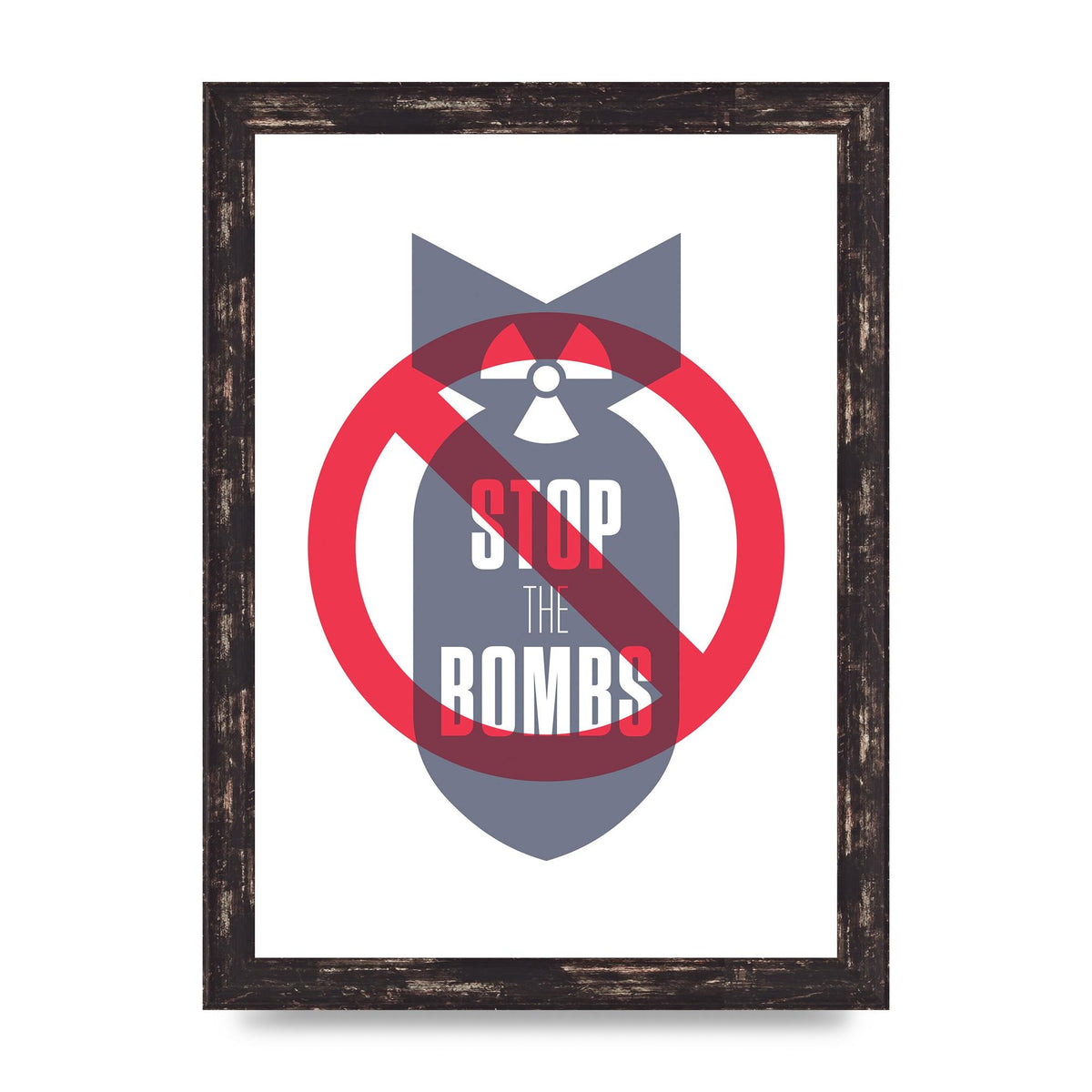 Stop The Bombs" Wall Art - A4 framed