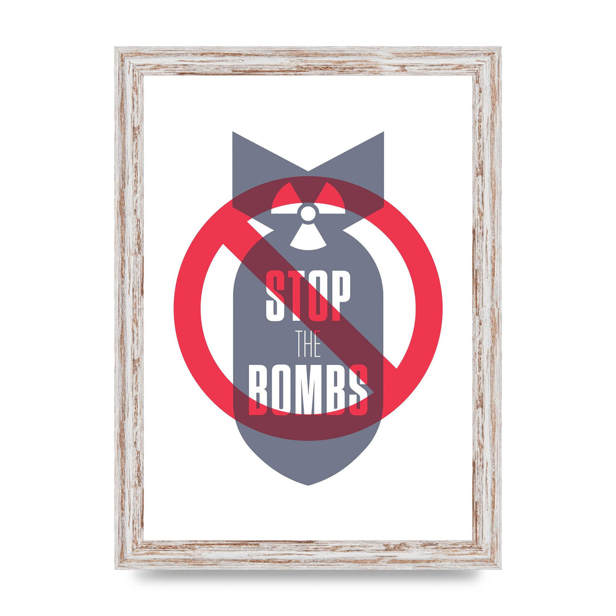 Stop The Bombs" Wall Art - A4 framed