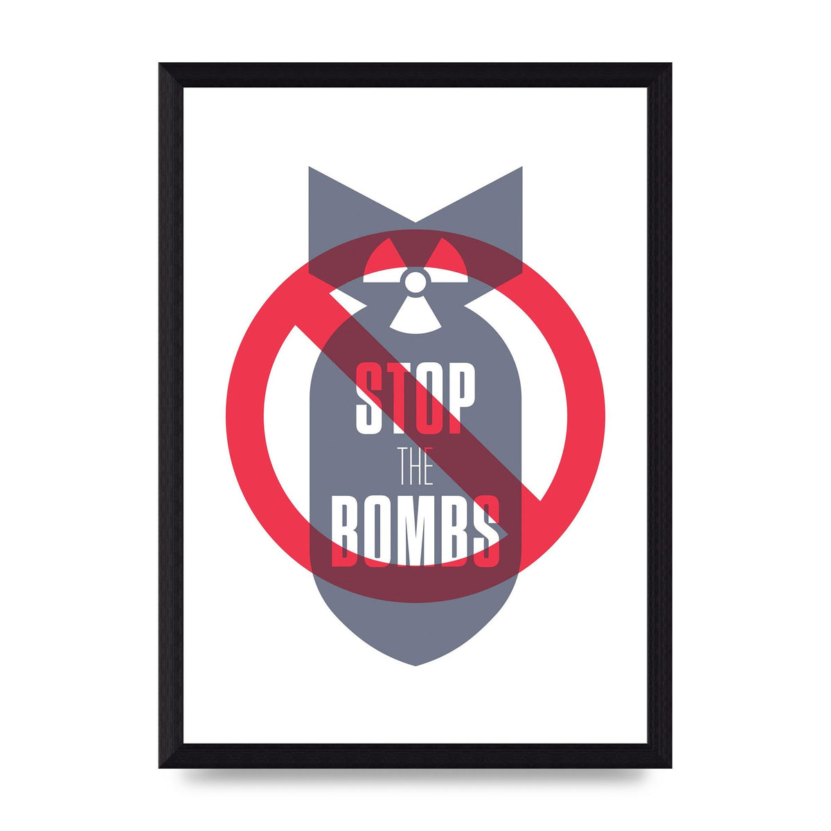 Stop The Bombs" Wall Art - A4 framed
