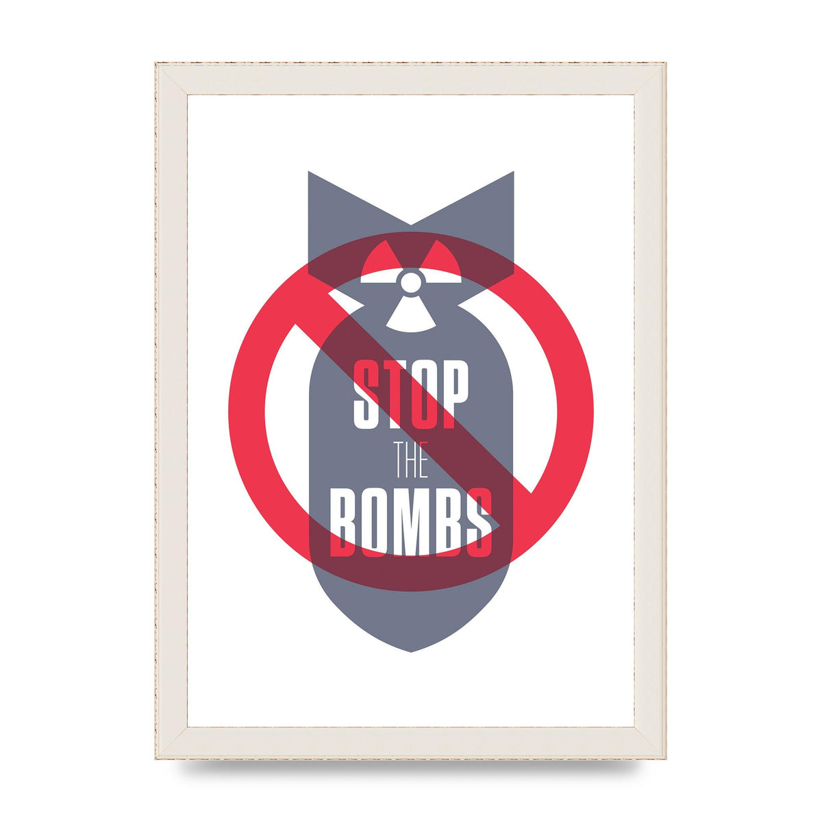 Stop The Bombs" Wall Art - A4 framed