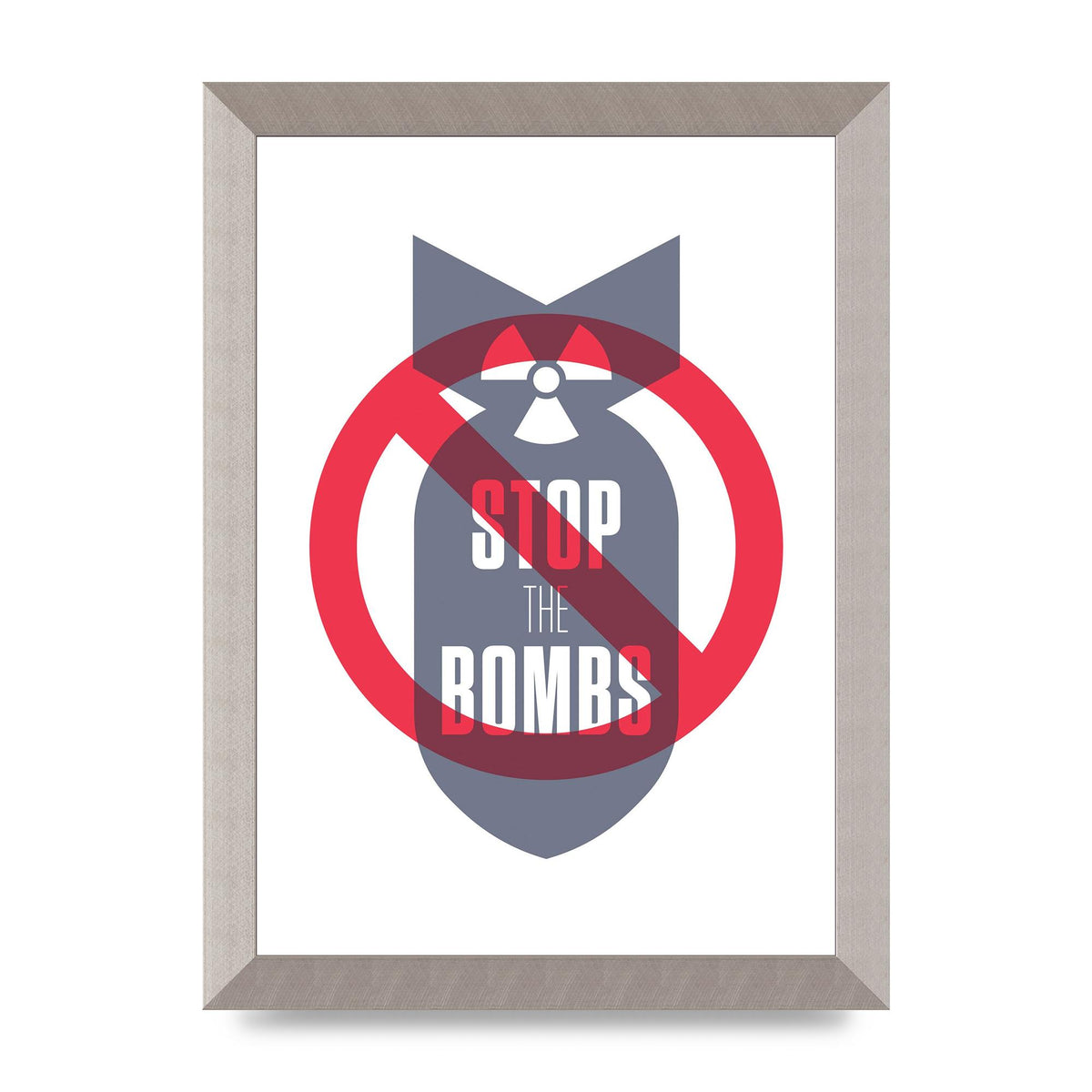 Stop The Bombs" Wall Art - A4 framed