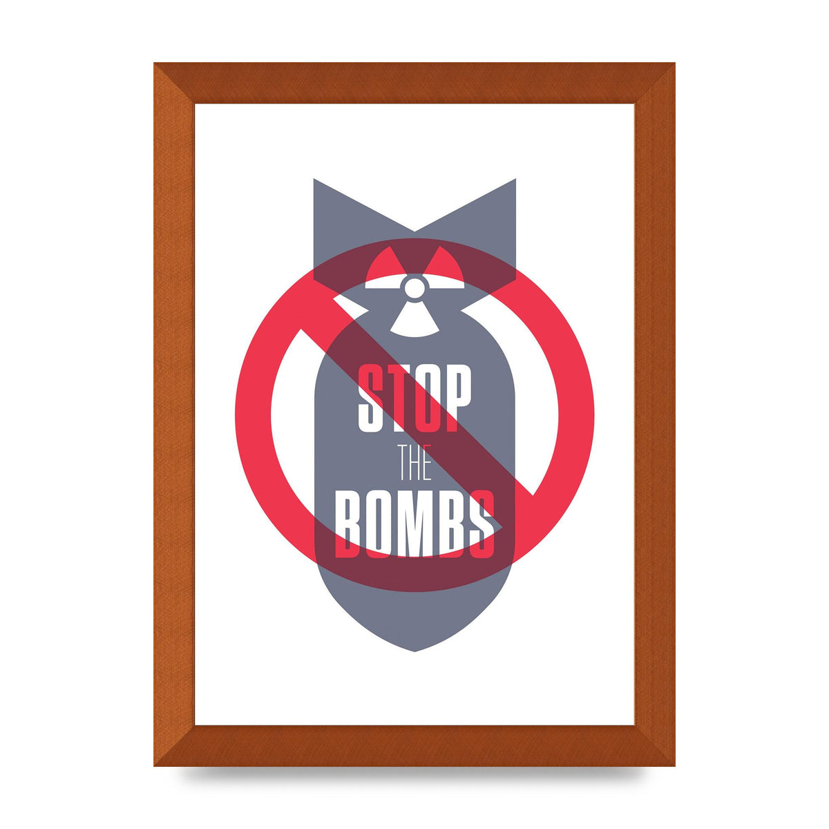 Stop The Bombs" Wall Art - A4 framed