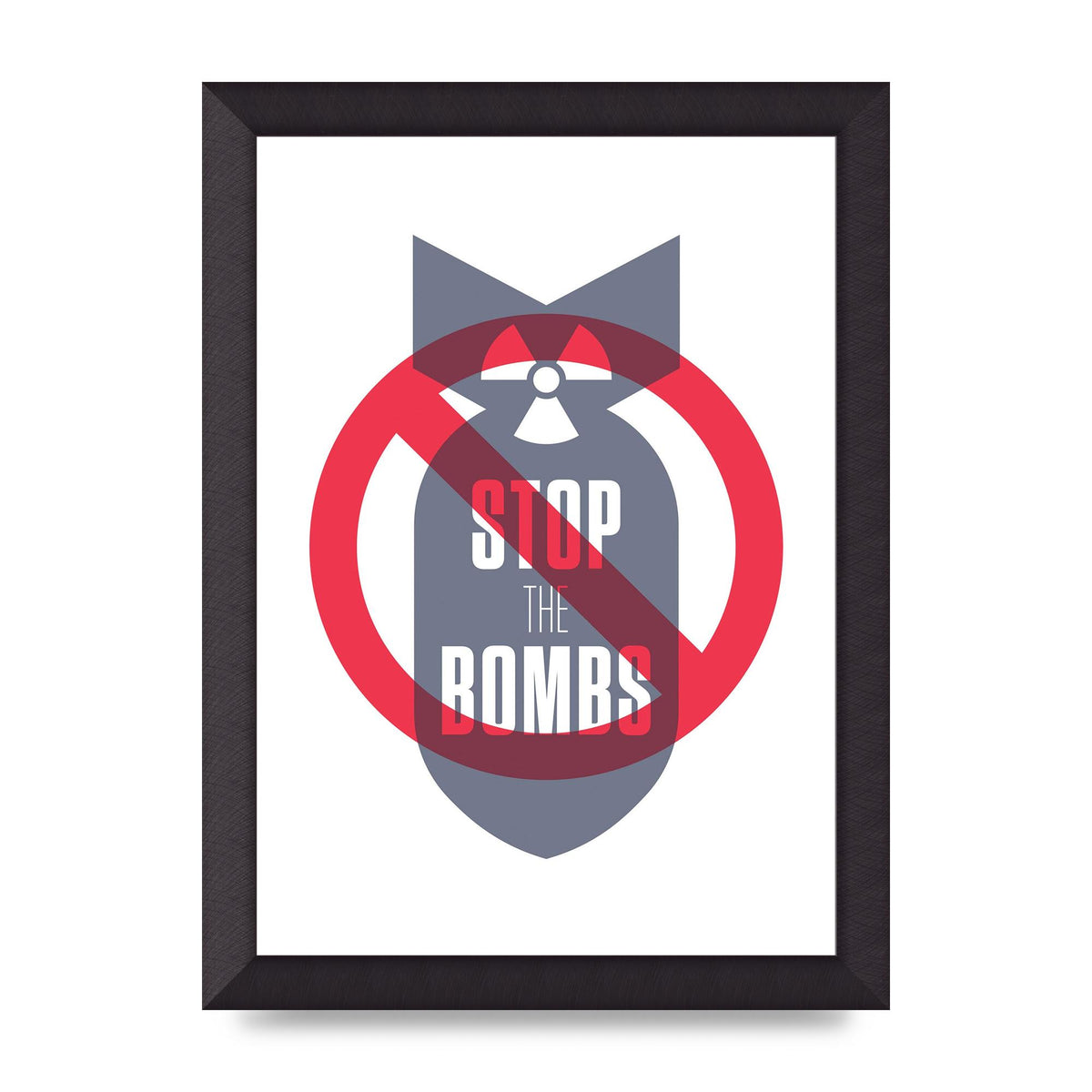 Stop The Bombs" Wall Art - A4 framed
