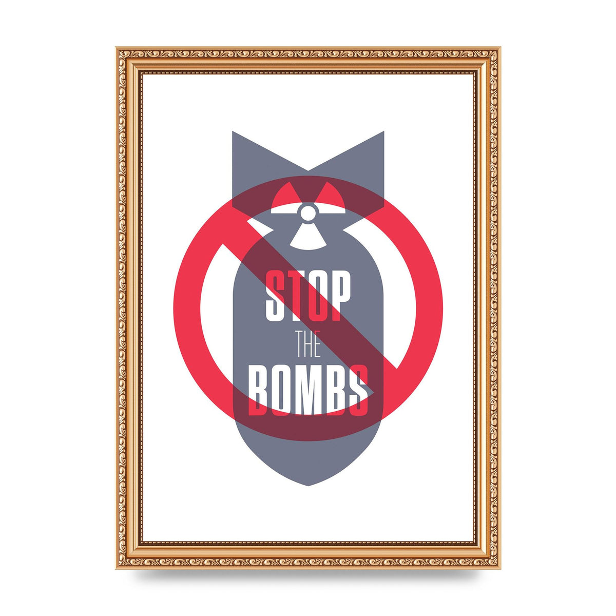 Stop The Bombs" Wall Art - A4 framed
