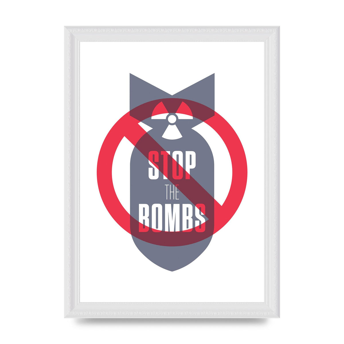 Stop The Bombs" Wall Art - A4 framed