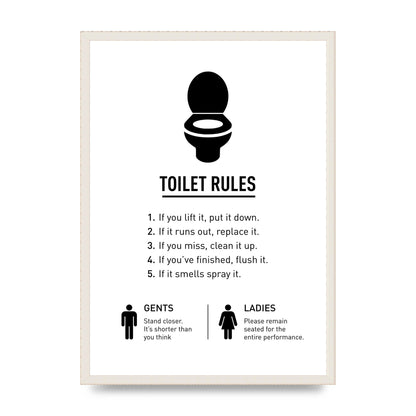 Toilet Rules" Printed Poster - A2 framed