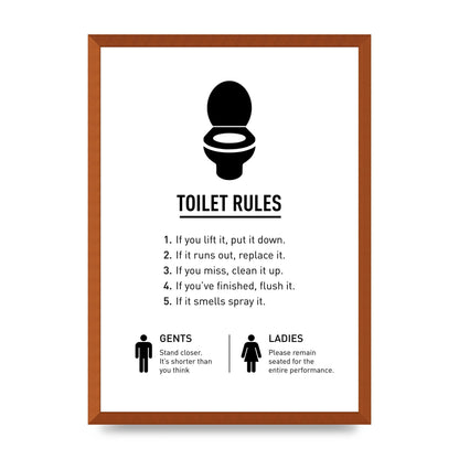 Toilet Rules" Printed Poster - A2 framed