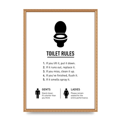 Toilet Rules" Printed Poster - A2 framed