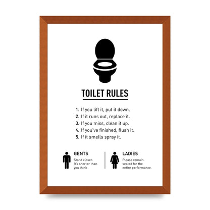 Toilet Rules" Printed Poster - A3 framed