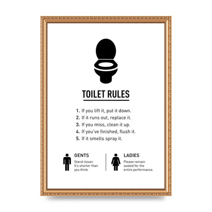 Toilet Rules" Printed Poster - A3 framed
