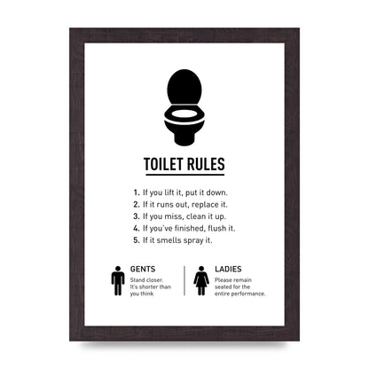 Toilet Rules" Printed Poster - A4 framed