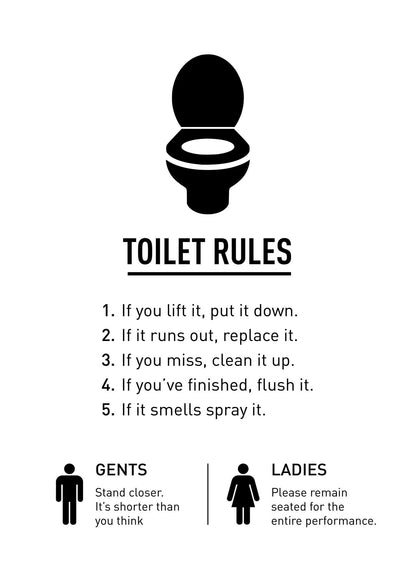 Toilet Rules" Printed Poster - detail