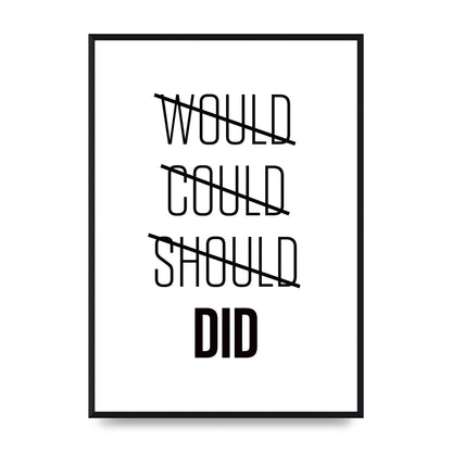 Would Could Should Did" Printed Poster - A2 framed