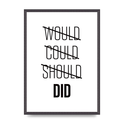 Would Could Should Did" Printed Poster - A2 framed