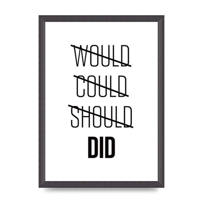 Would Could Should Did" Printed Poster - A3 framed