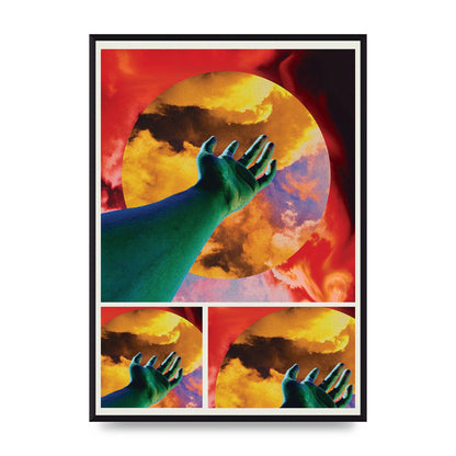 Reaching Hand Colour Printed Poster - A2 framed