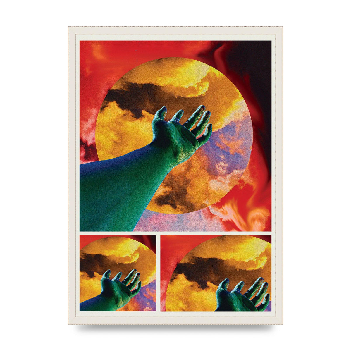 Reaching Hand Colour Printed Poster - A2 framed