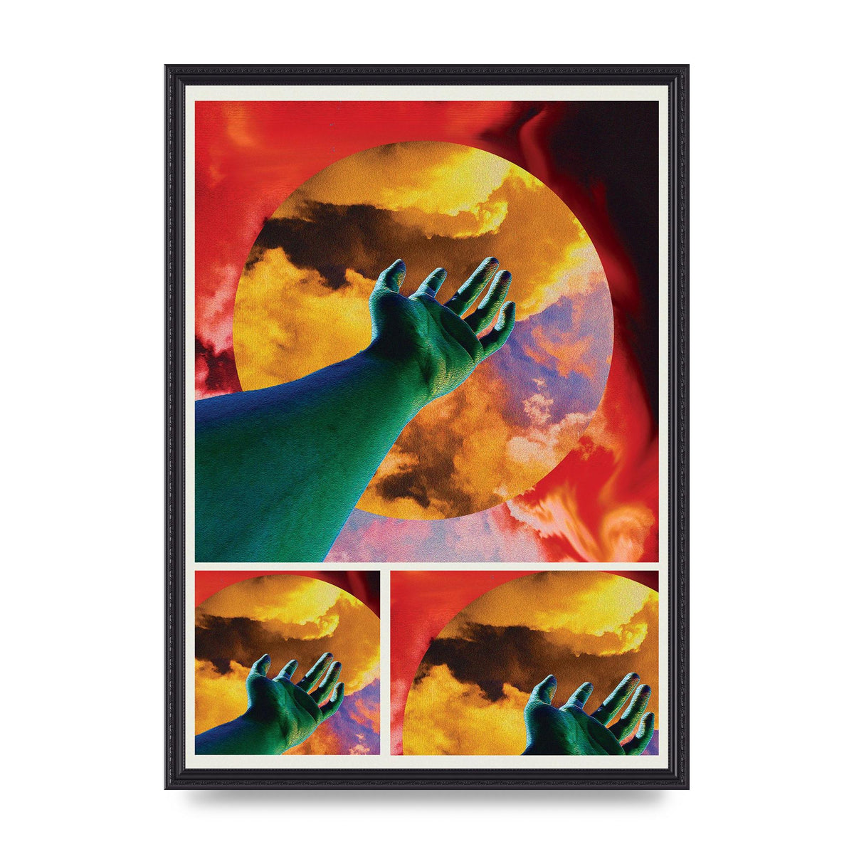 Reaching Hand Colour Printed Poster - A2 framed