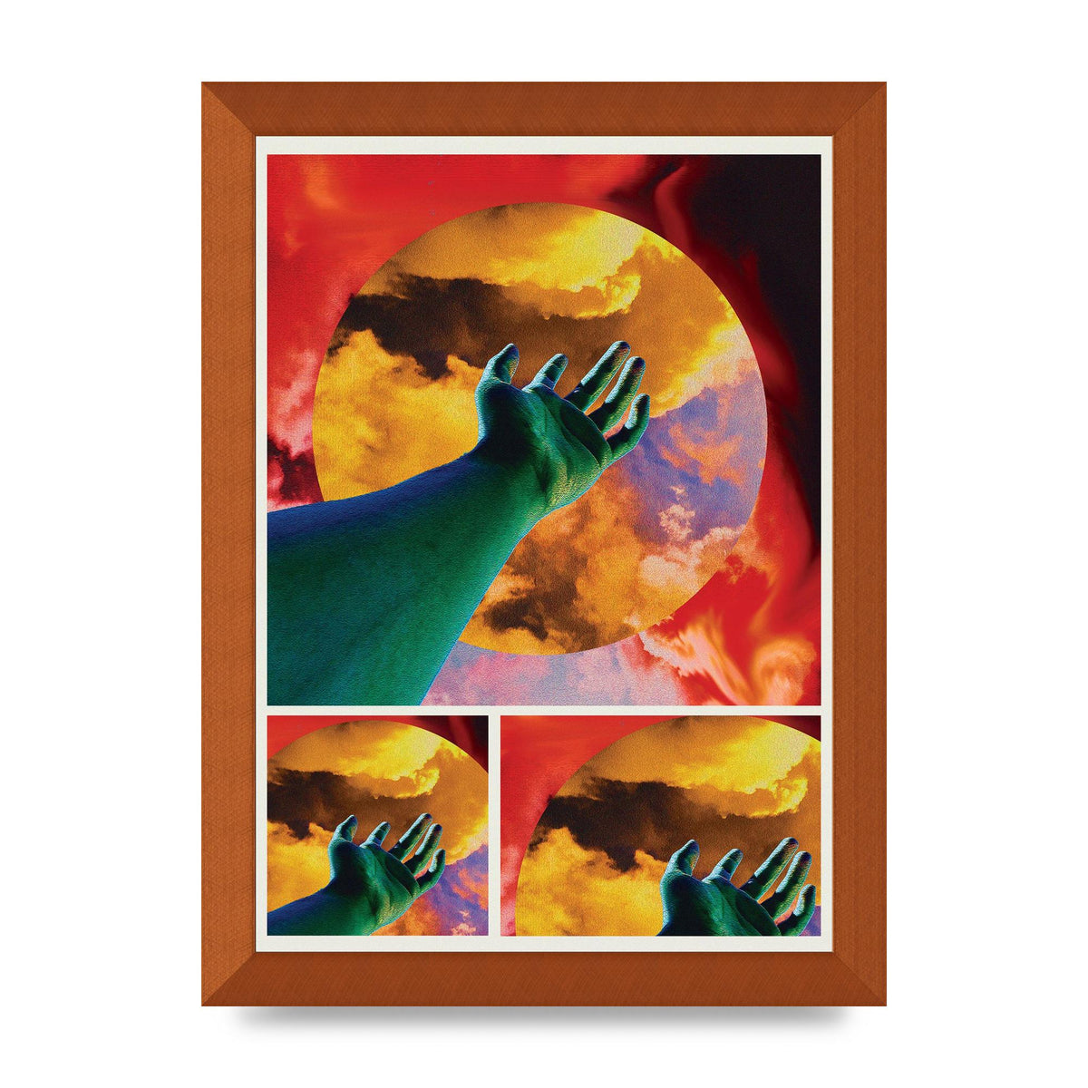 Reaching Hand Colour Printed Poster - A4 framed