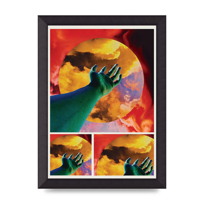 Reaching Hand Colour Printed Poster - A4 framed