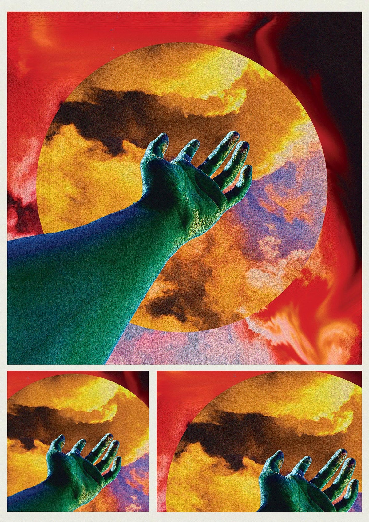 Reaching Hand Colour Printed Poster - detail