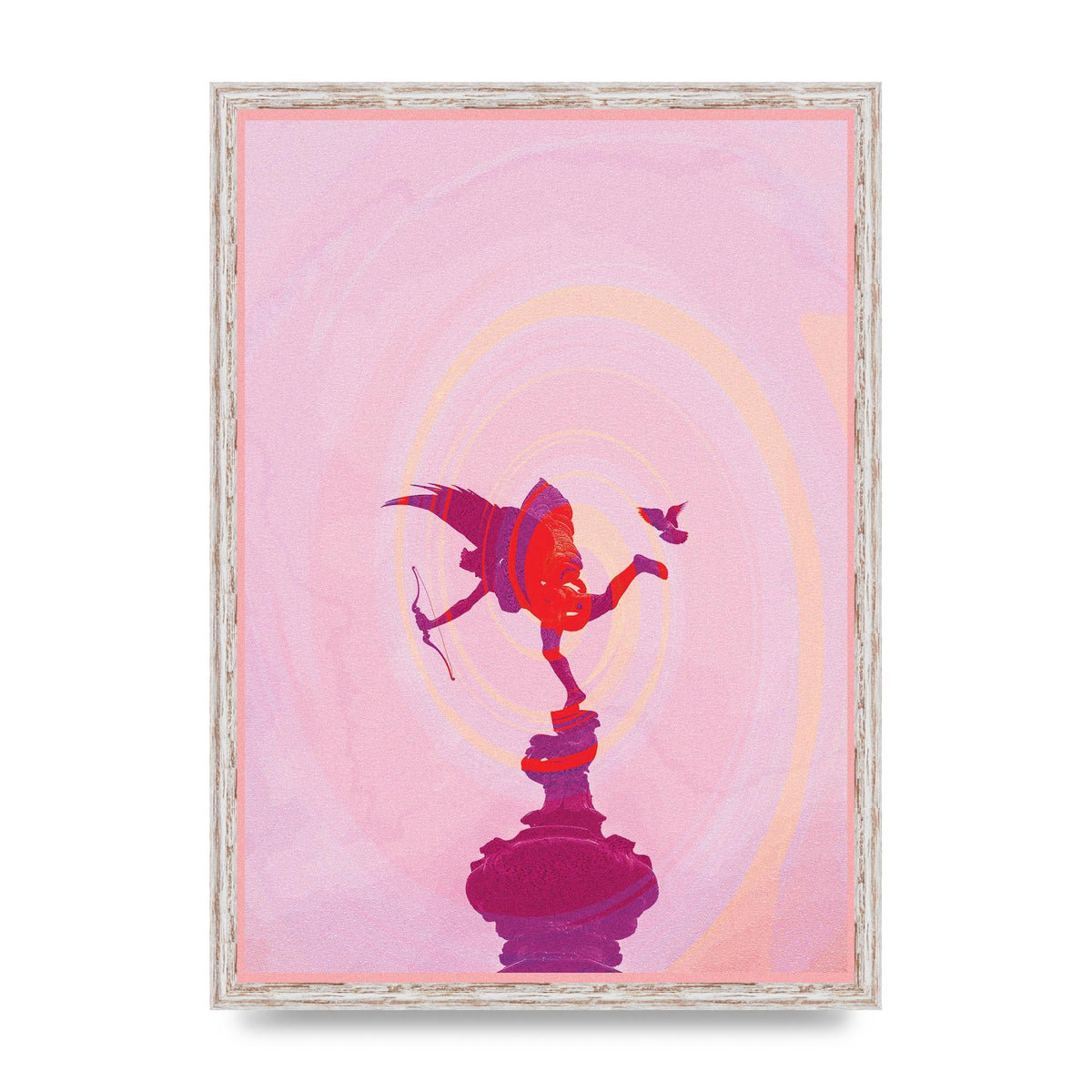 Bold Pink Trippy Statue Swirl Wall Art - A2 framed