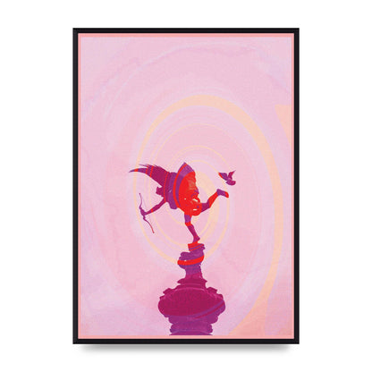 Bold Pink Trippy Statue Swirl Wall Art - A2 framed