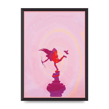 Bold Pink Trippy Statue Swirl Wall Art - A2 framed
