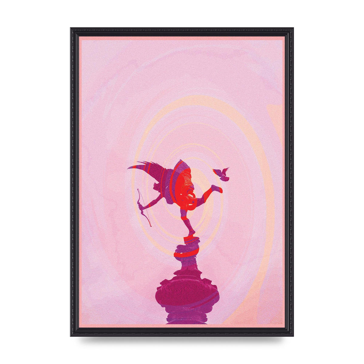 Bold Pink Trippy Statue Swirl Wall Art - A2 framed