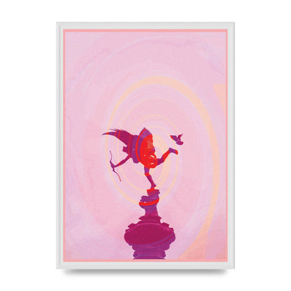 Bold Pink Trippy Statue Swirl Wall Art - A2 framed