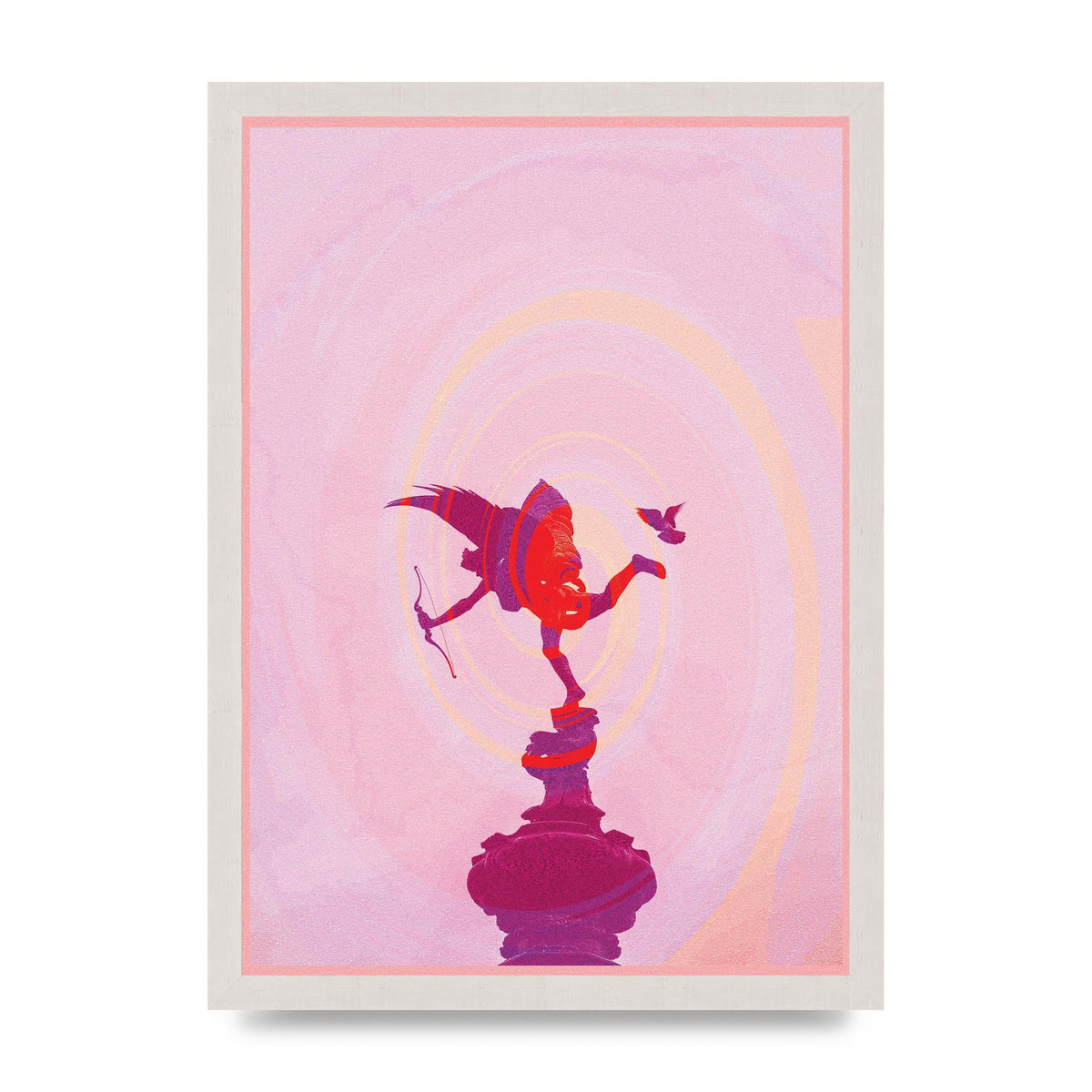 Bold Pink Trippy Statue Swirl Wall Art - A3 framed