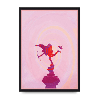 Bold Pink Trippy Statue Swirl Wall Art - A3 framed