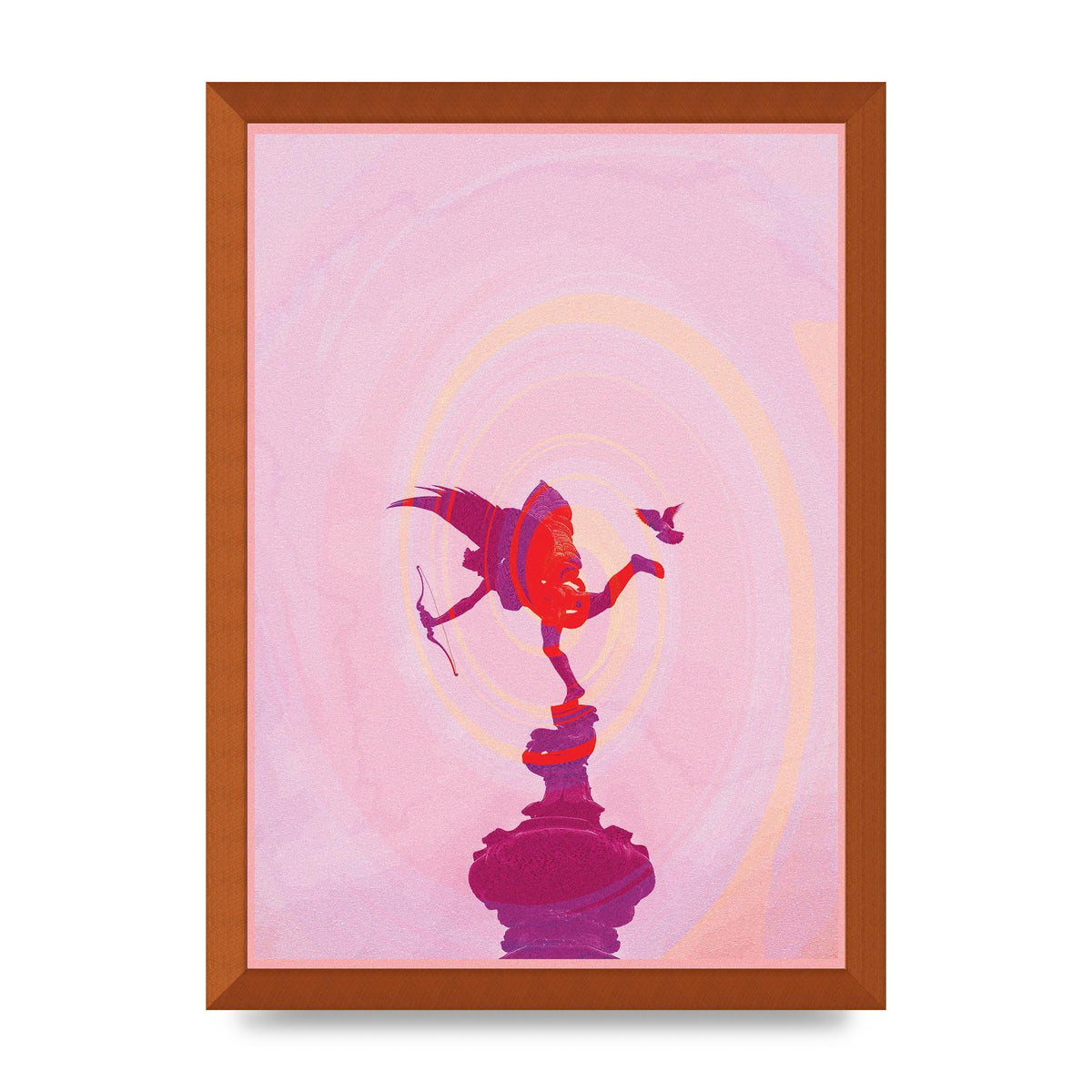 Bold Pink Trippy Statue Swirl Wall Art - A3 framed