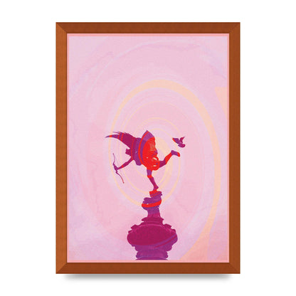 Bold Pink Trippy Statue Swirl Wall Art - A3 framed