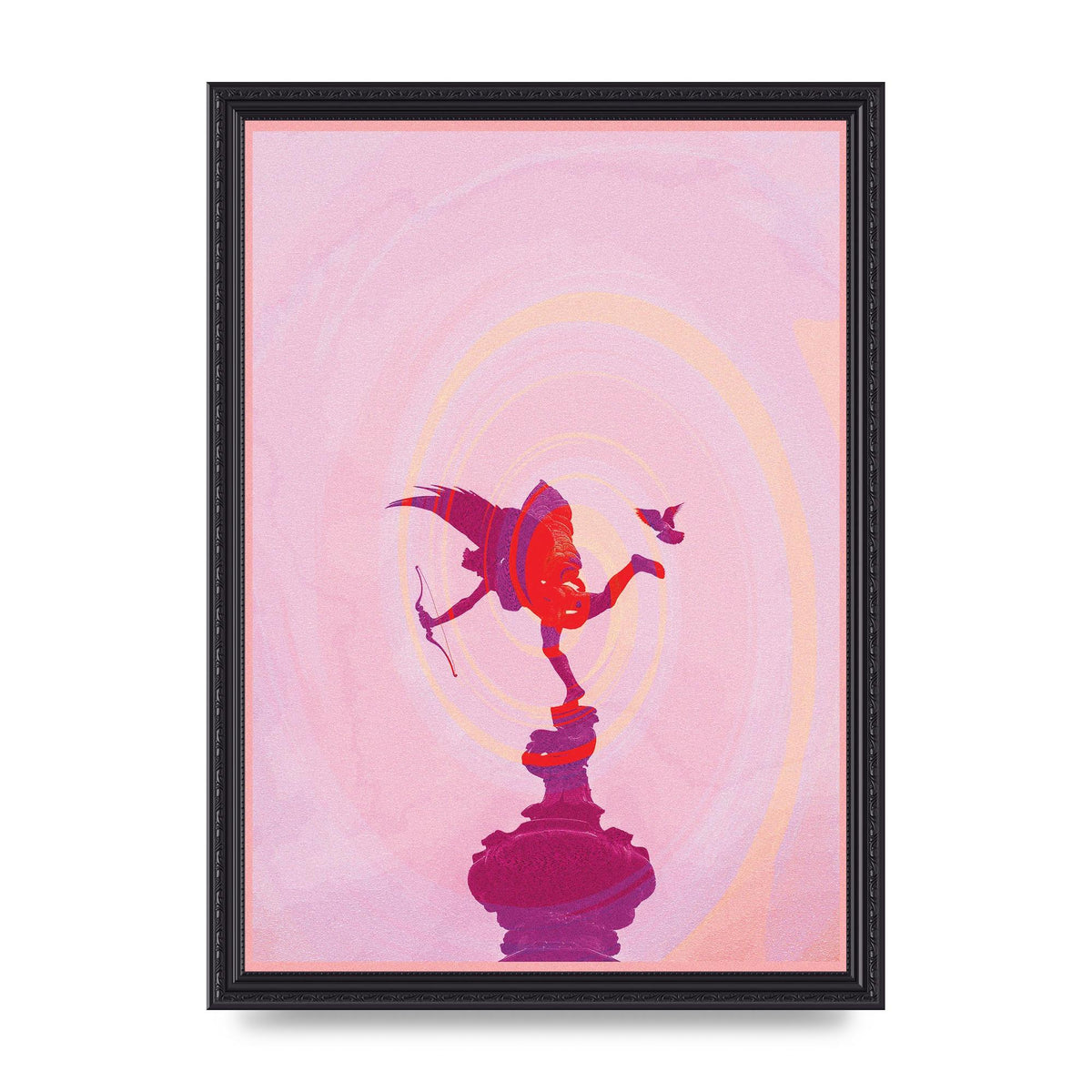 Bold Pink Trippy Statue Swirl Wall Art - A3 framed