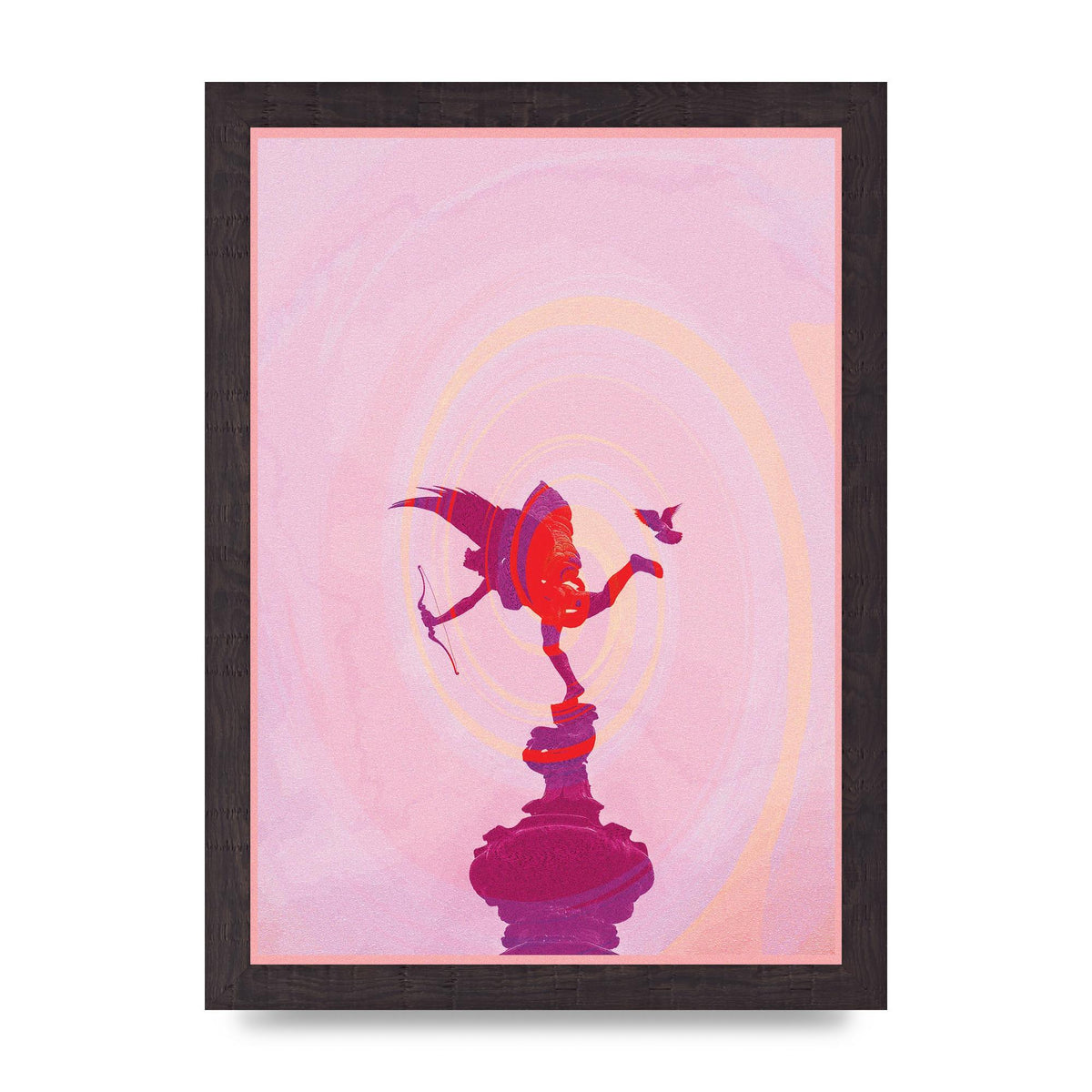 Bold Pink Trippy Statue Swirl Wall Art - A4 framed