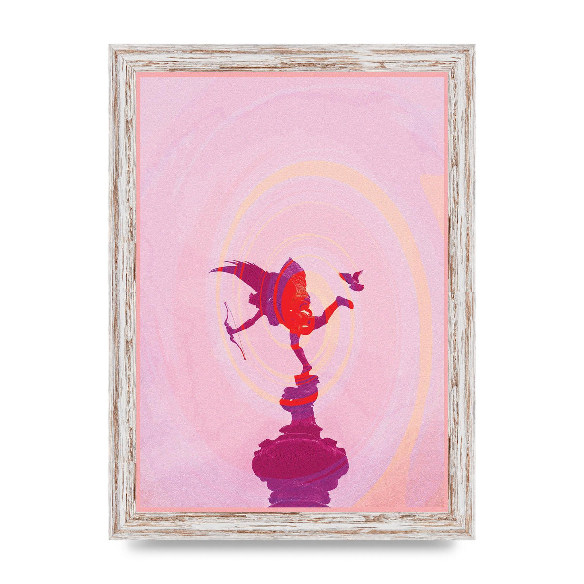 Bold Pink Trippy Statue Swirl Wall Art - A4 framed