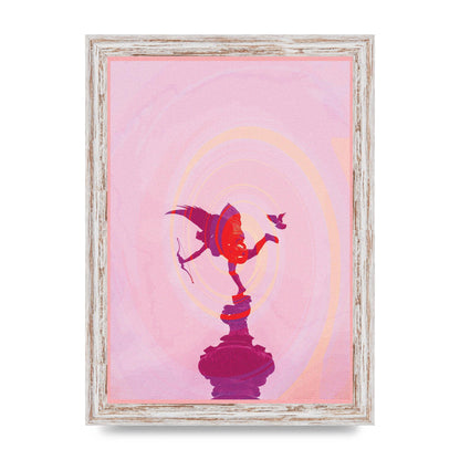 Bold Pink Trippy Statue Swirl Wall Art - A4 framed
