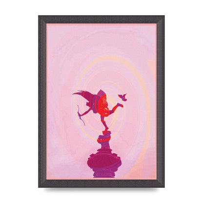 Bold Pink Trippy Statue Swirl Wall Art - A4 framed