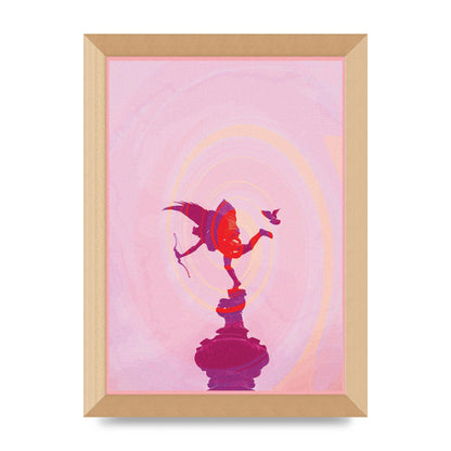 Bold Pink Trippy Statue Swirl Wall Art - A4 framed