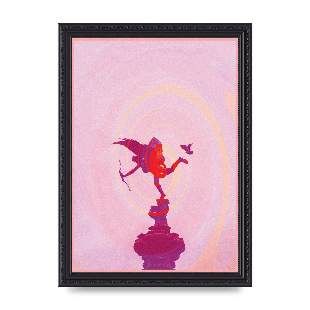 Bold Pink Trippy Statue Swirl Wall Art - A4 framed