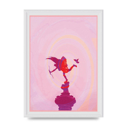 Bold Pink Trippy Statue Swirl Wall Art - A4 framed