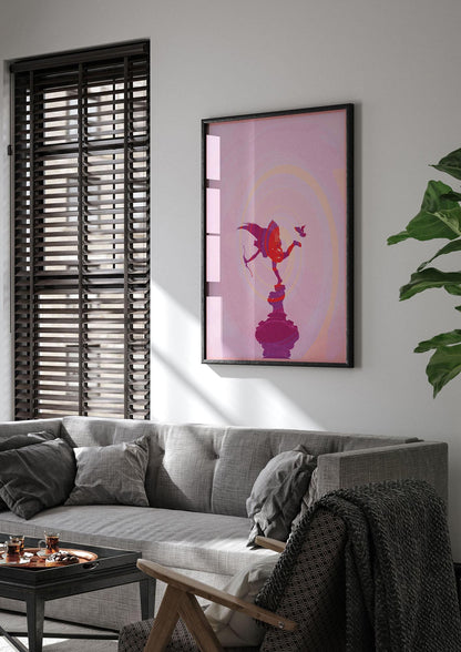 Bold Pink Trippy Statue Swirl Wall Art - living room 1